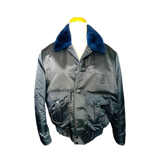 Horace Small Tuffy Jac Police Jacket Black Nylon w/Faux Fur Collar Vintage 40L - Picture 8 of 9